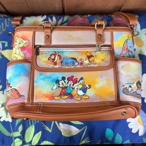 The Bradford Exchange Disney Colorful Character Tote w/ Brown Trim:Accents